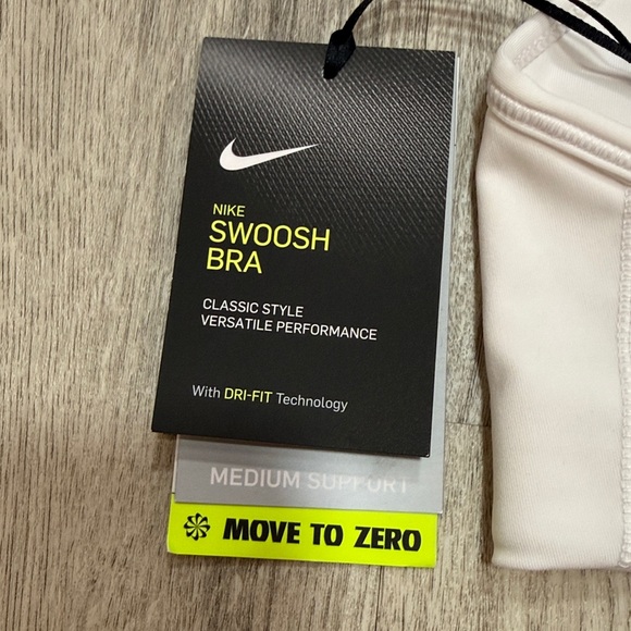 Nike Women's White Sports Bra with Black Swoosh - Picture 3 of 4